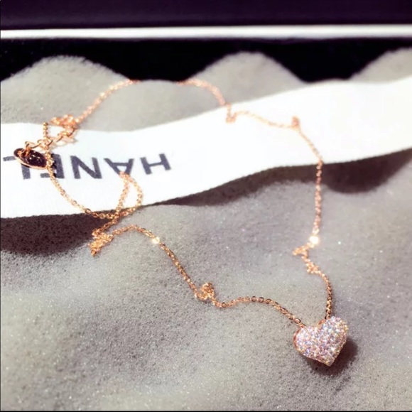 ReadySetRiches Jewelry - 14K gold plated heart pendant rhinestone necklace